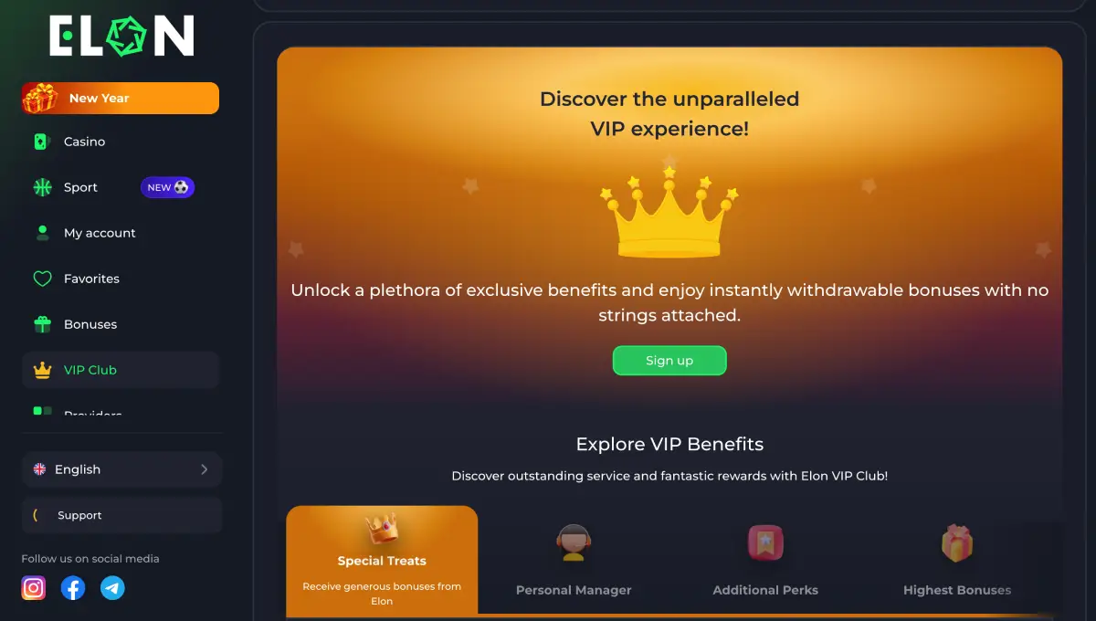 VIP Club at Elon Online Casino