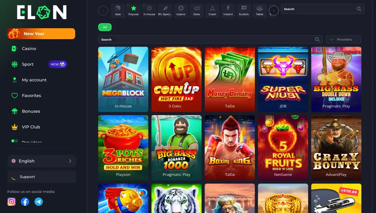 Play slots at Elon online casino